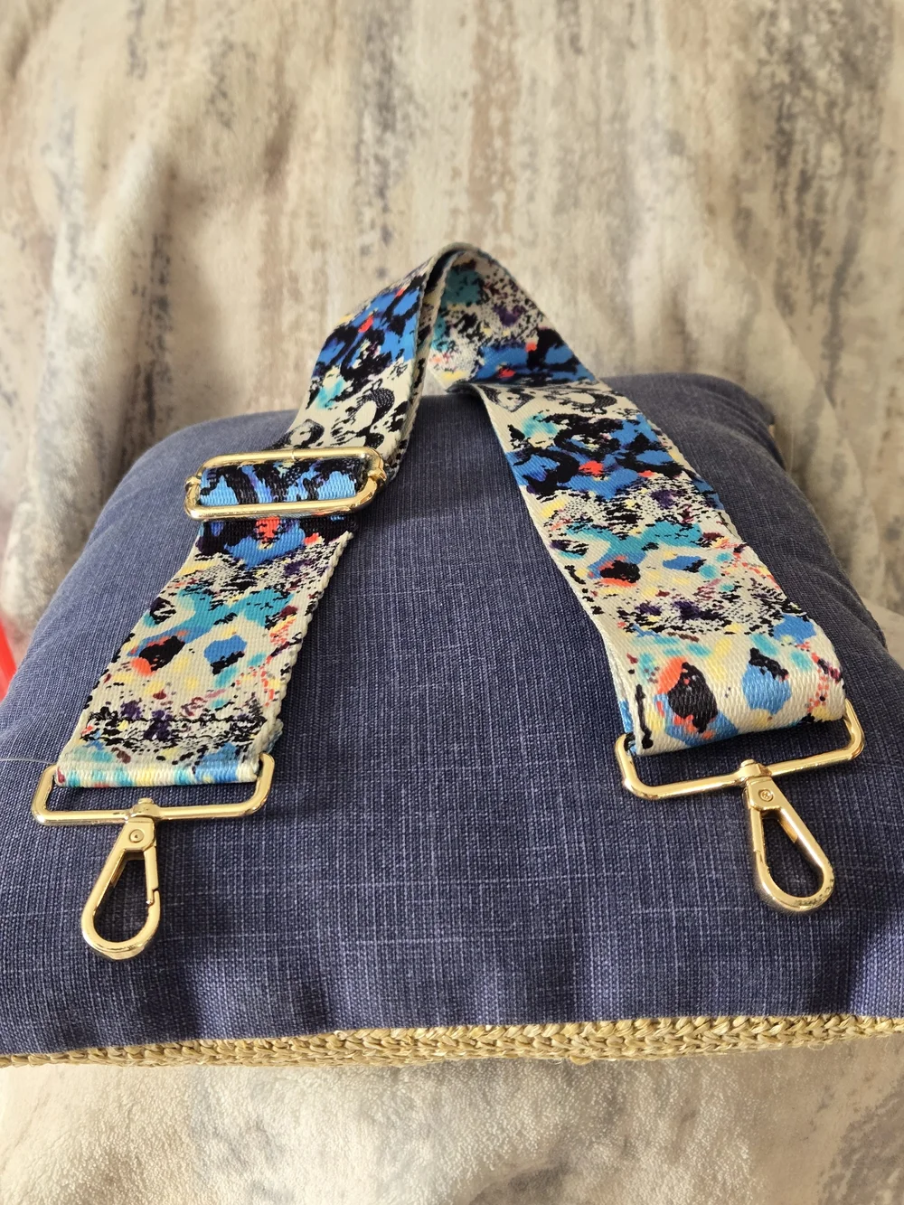 Boho Floral Guitar Purse Strap Adjustable Wide Crossbody Gold Hardware